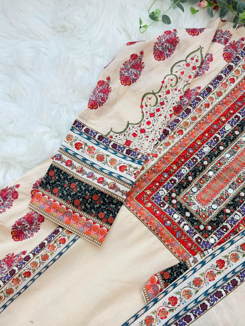 ✨ Pure Cotton Mirror Work Kurti Set ✨