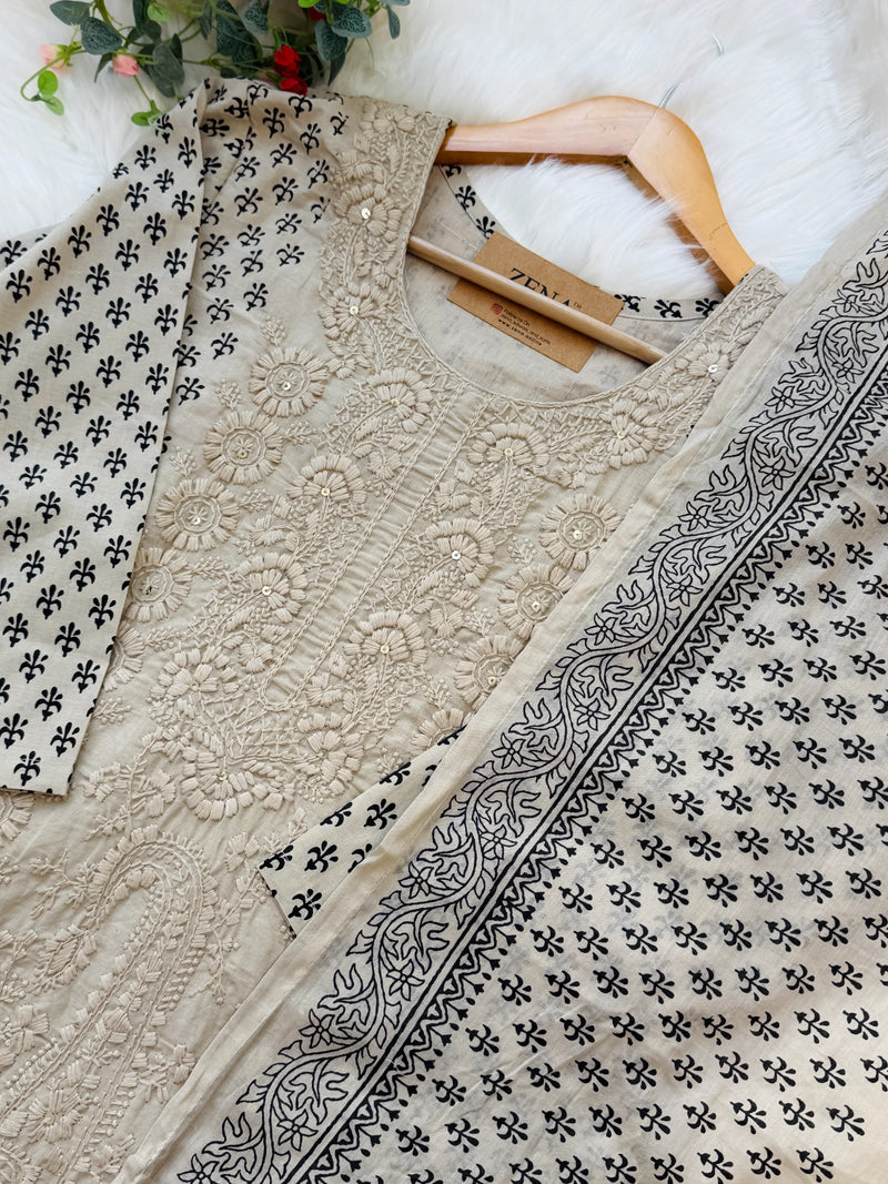 ✨ Pure Cotton Embroidered Kurti Set ✨