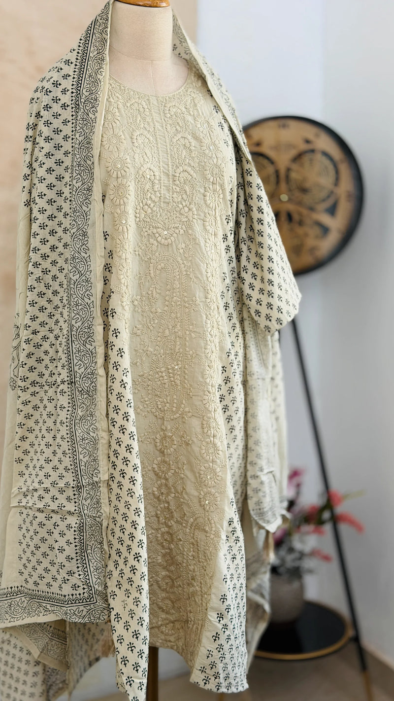 ✨ Pure Cotton Embroidered Kurti Set ✨