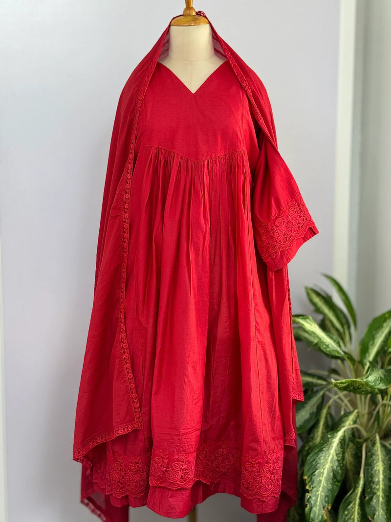 Pure Mul Chanderi Anarkali Kurti Set – Grace with Sophistication