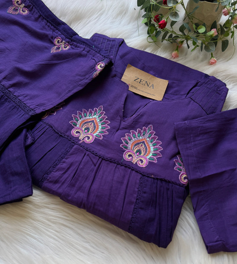 🌸 Pure Cotton Embroidered Anarkali Set 🌸