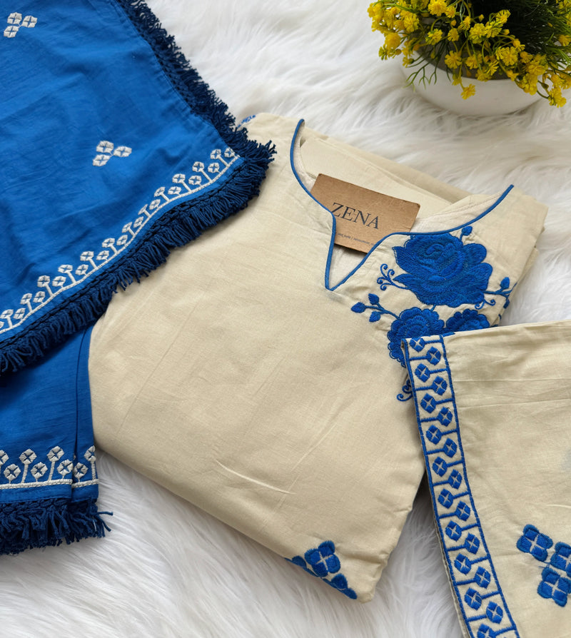 🌸 Premium Mul Cotton Embroidered Anarkali Set 🌸