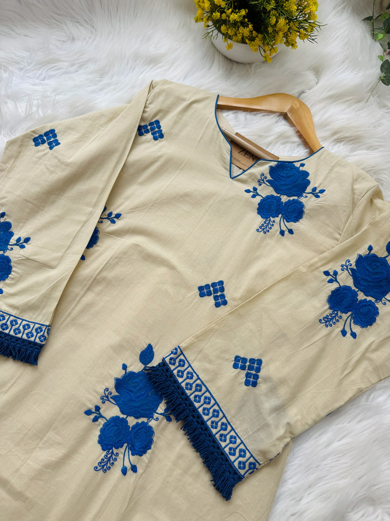 🌸 Premium Mul Cotton Embroidered Anarkali Set 🌸