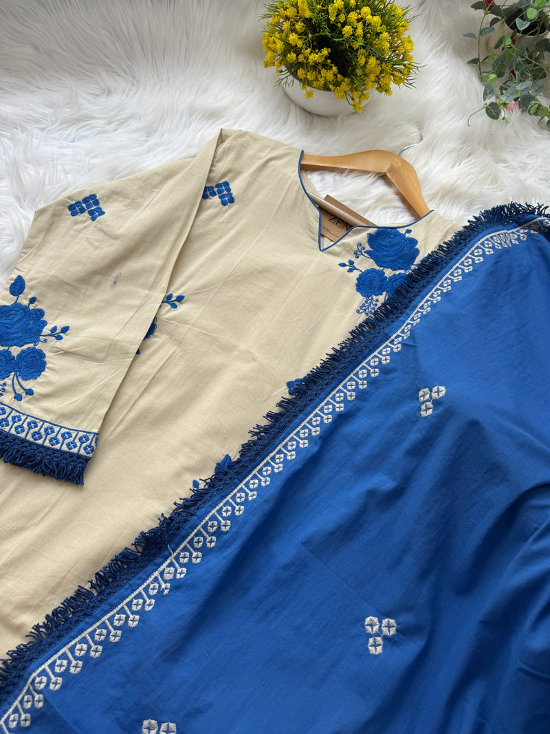🌸 Premium Mul Cotton Embroidered Anarkali Set 🌸