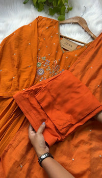 Mul Chanderi Embroidered Anarkali Suit – Elegant Ready-to-Wear Ethnic Set