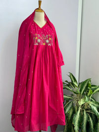 Mul Chanderi Embroidered Anarkali Suit – Elegant Ready-to-Wear Ethnic Set