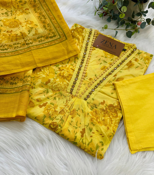 Pure Cotton A-Line Kurti Set – Comfortable & Stylish Daily Wear