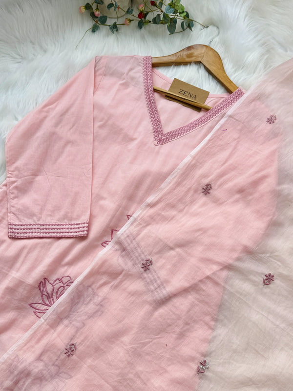 Pure Mul Cotton Embroidered Kurti Set – Elegant Everyday Ethnic Wear