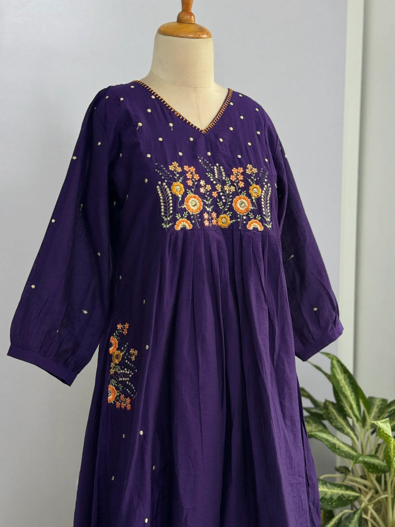 Mul Chanderi Embroidered Anarkali Suit – Elegant Ready-to-Wear Ethnic Set