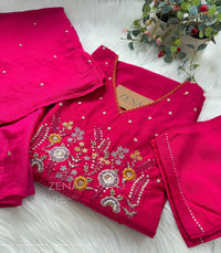 Mul Chanderi Embroidered Anarkali Suit – Elegant Ready-to-Wear Ethnic Set