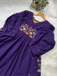 Mul Chanderi Embroidered Anarkali Suit – Elegant Ready-to-Wear Ethnic Set