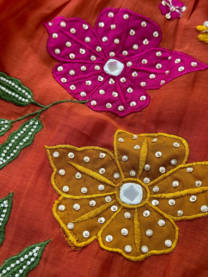 Premium Mul Chanderi Hand Work Anarkali Set – Timeless Festive Elegance