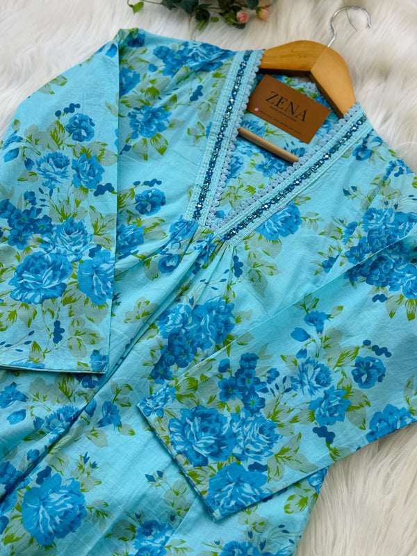 Pure Cotton A-Line Kurti Set – Comfortable & Stylish Daily Wear