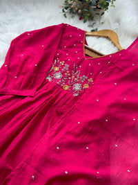 Mul Chanderi Embroidered Anarkali Suit – Elegant Ready-to-Wear Ethnic Set
