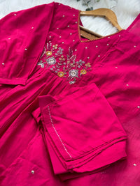 Mul Chanderi Embroidered Anarkali Suit – Elegant Ready-to-Wear Ethnic Set