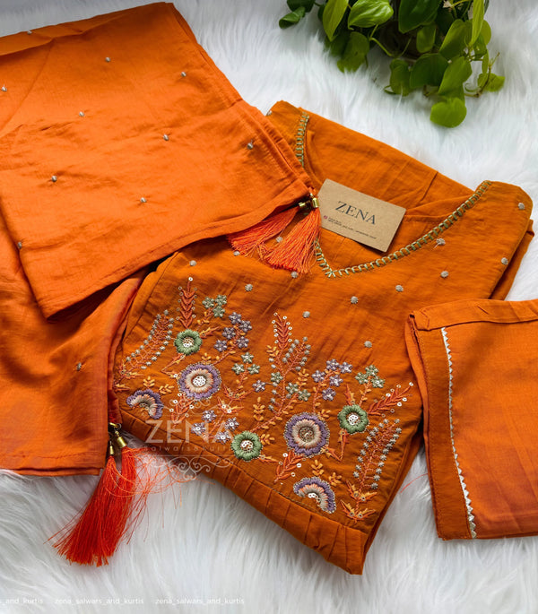 Mul Chanderi Embroidered Anarkali Suit – Elegant Ready-to-Wear Ethnic Set